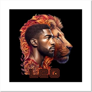 Black Leo Zodiac Sign Man Posters and Art